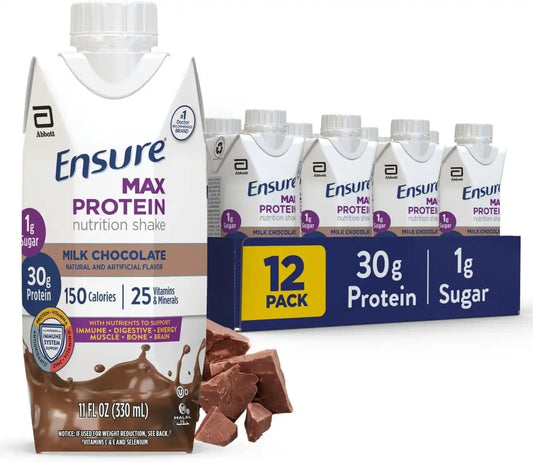 Ensure Max Protein Milk Chocolate Shake, 30g High Protein, 12 Pack