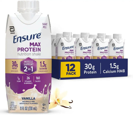 Ensure Max Protein 2-in-1 Vanilla, 30g High Protein, HMB 12 pack