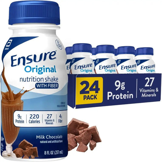 Ensure Original Milk Chocolate Nutrition Shake With Fiber, 24 Pack