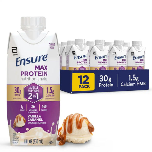 Ensure Max Protein 2-in-1 Vanilla Caramel, 30g High Protein, HMB 12 pack