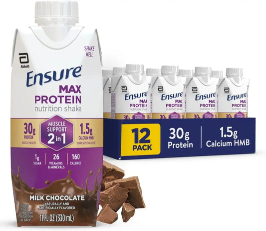 Ensure Max Protein 2-in-1 Milk Chocolate, 30g High Protein, HMB 12 pack