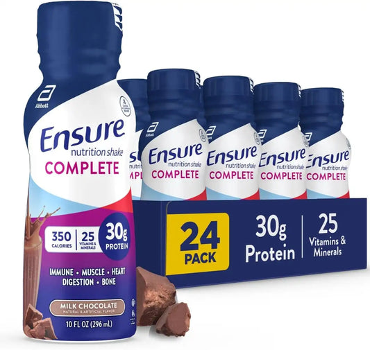Ensure COMPLETE Nutrition Shake with 30g Protein, Immune Health Nutrients, Chocolate and Vanilla Flavors, Pack of 24 (10 fl oz)
