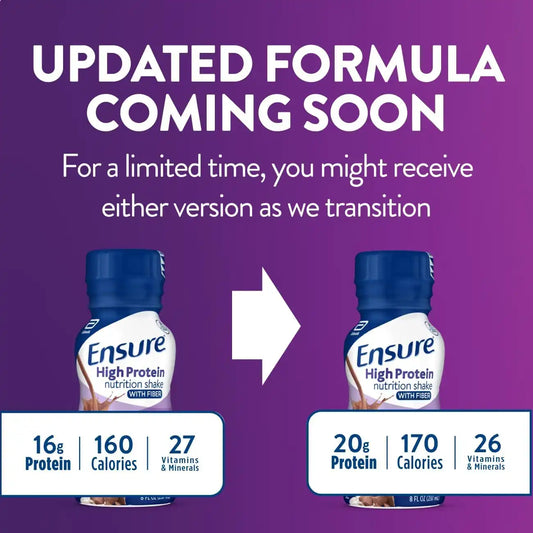Ensure High Protein Bottled Milk Chocolate Nutrition Shake with Fiber, Ready to Drink, 16g Protein and 27 Vitamins and Minerals, 8 fl oz, 24 Pack
