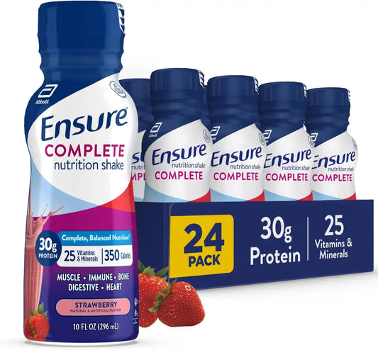 Ensure COMPLETE Strawberry Nutrition Shake, Balanced Meal Replacement, 24pk